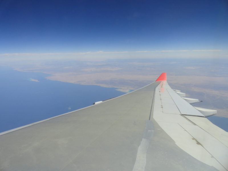 Aircraft wing with water below