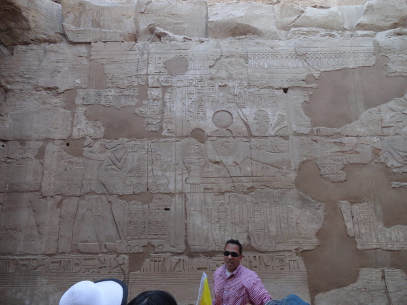 Tour guide with hieroglyphics