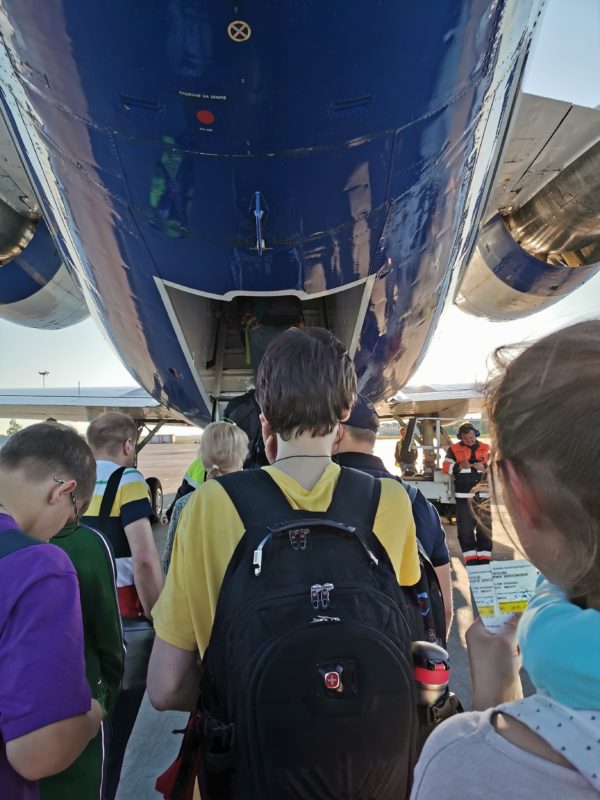 People boarding aircraft