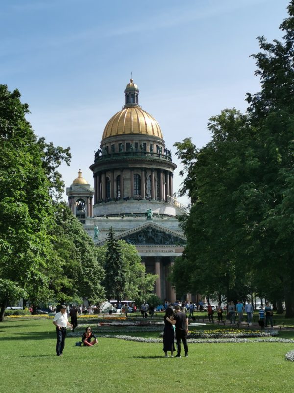 Park with domed building