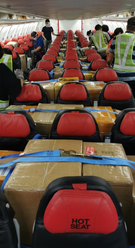 Rows of aircraft seats