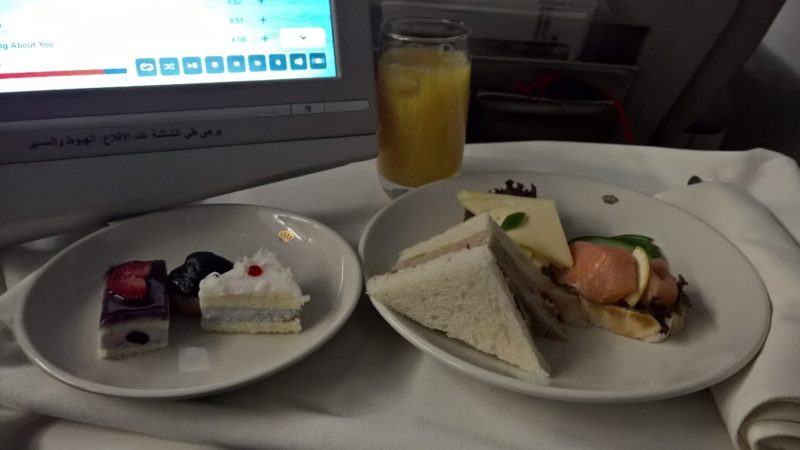 Airline food on plates