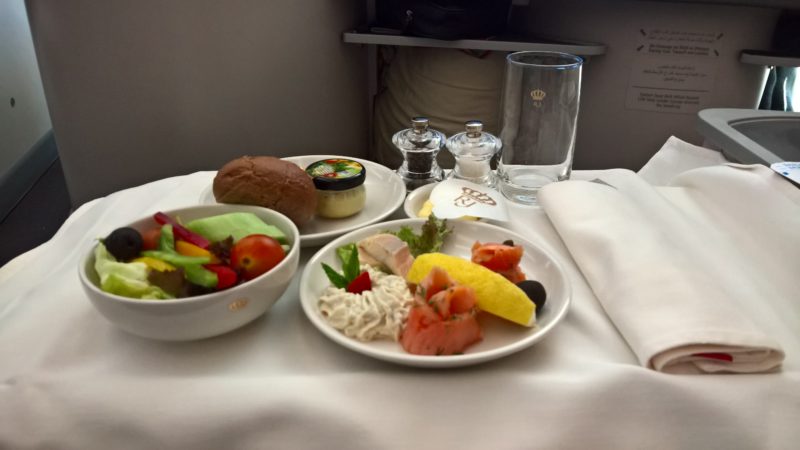 Airline food on plates