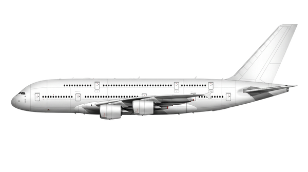 Airbus A380 shown unpainted