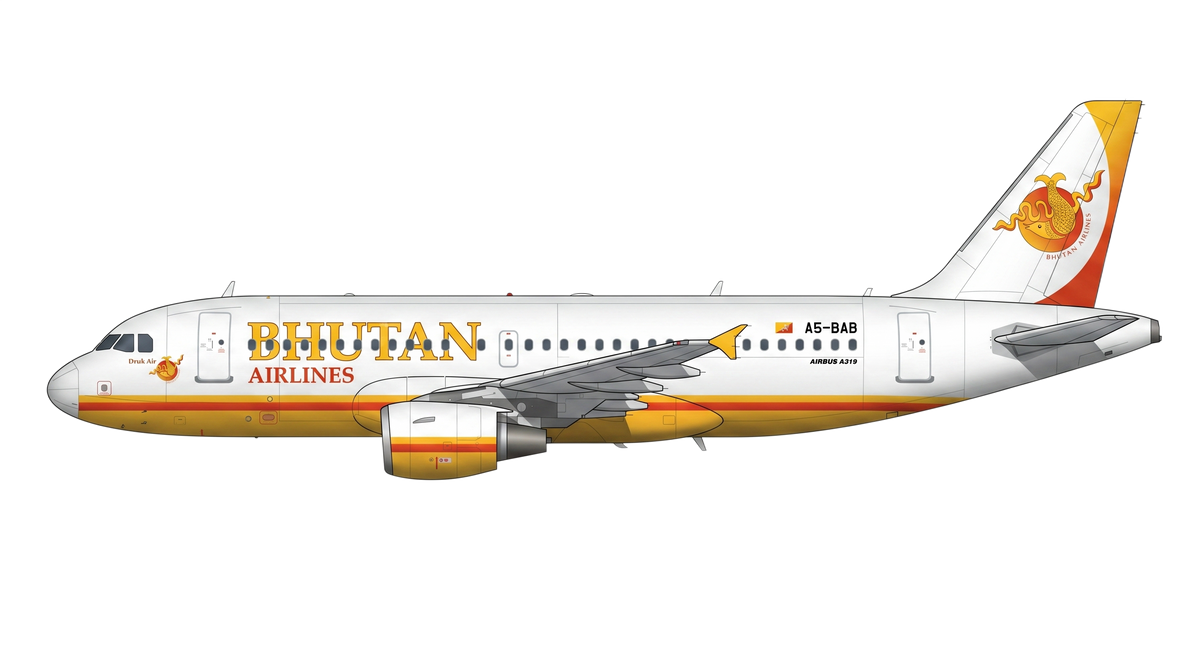 Bhutan Airlines Airbus A318/A319/A32 livery