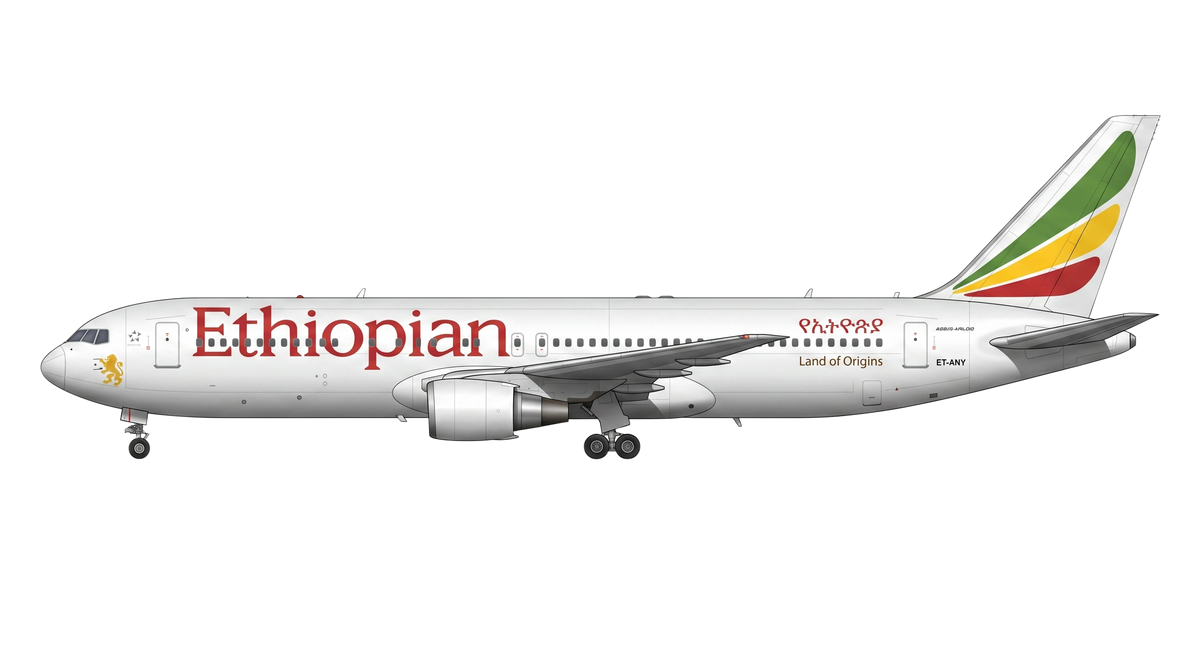 Ethiopian Airlines Boeing 767 livery