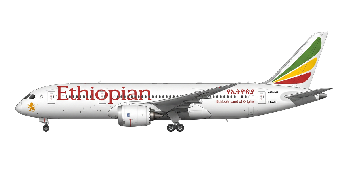 Ethiopian Airlines Boeing 787 livery