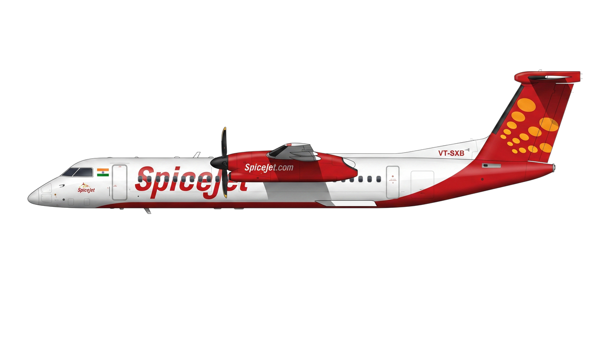 SpiceJet Bombardier DHC-8-400 livery